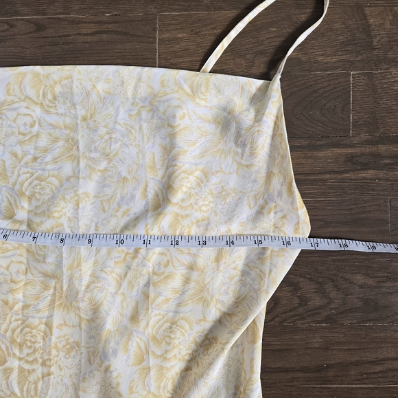 NWOT Paper heart yellow floral roses cottage satin cowel neck slip dress sz M - Picture 8 of 10